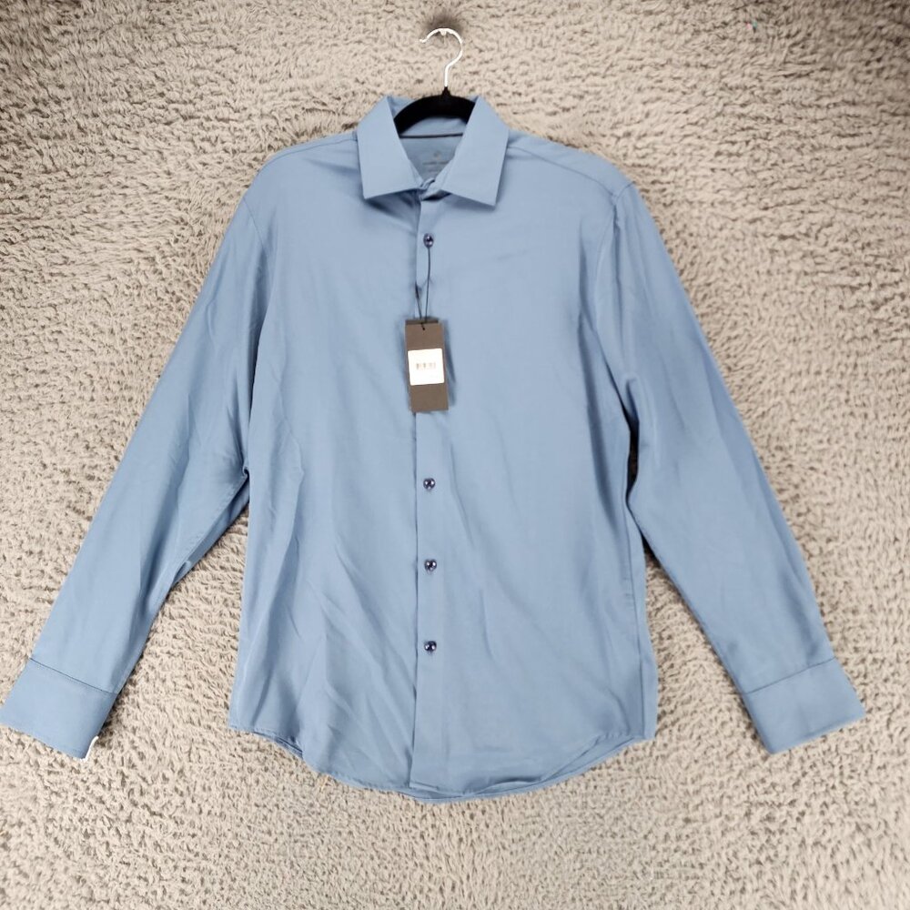 Brooklyn Brigade Shirt Mens Medium Blue Long Sleeve Button Up Modern Slim *NWT*